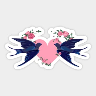 Swallow Flying Heart Birds Sticker